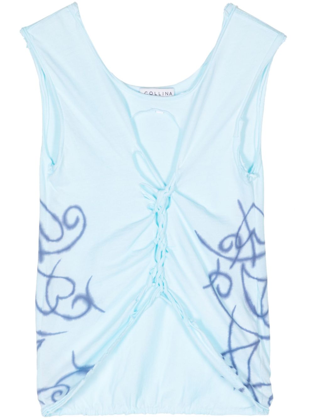 Twist-front organic-cotton top - Blue