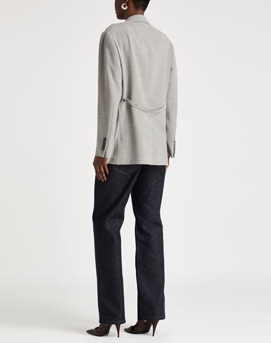 Woman Blazer Grey Size 10 Virgin Wool, Brass
