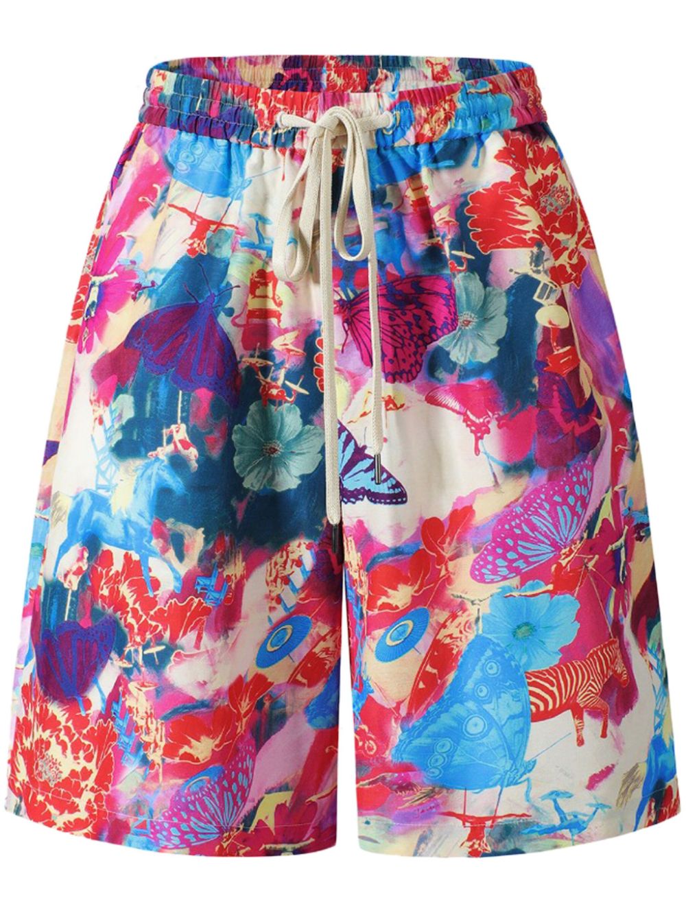 X Jacky Tsai graphic-print track shorts - Blue