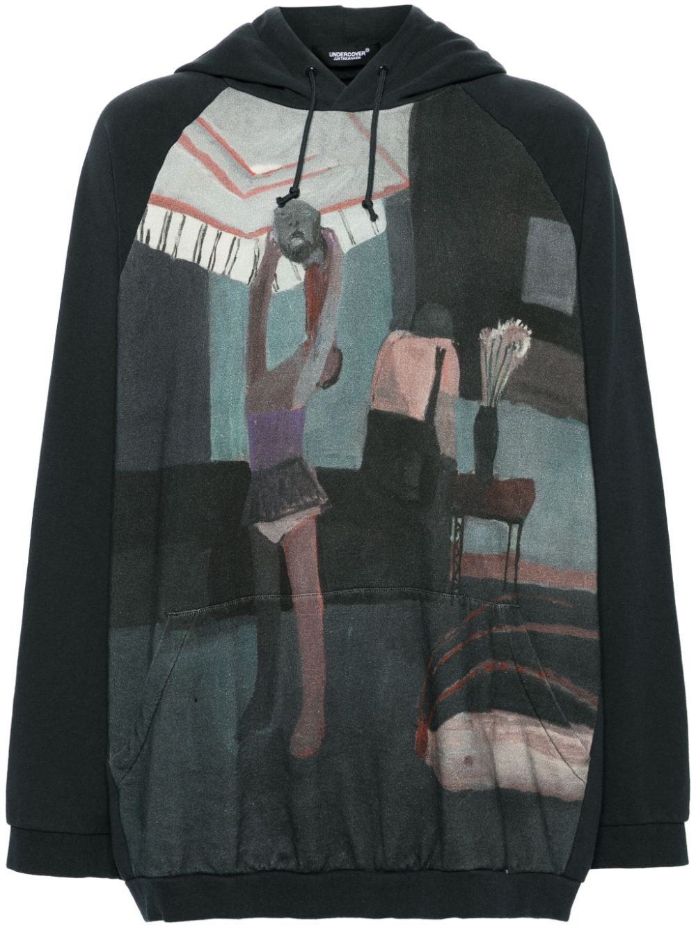 Graphic-print cotton hoodie - Grey