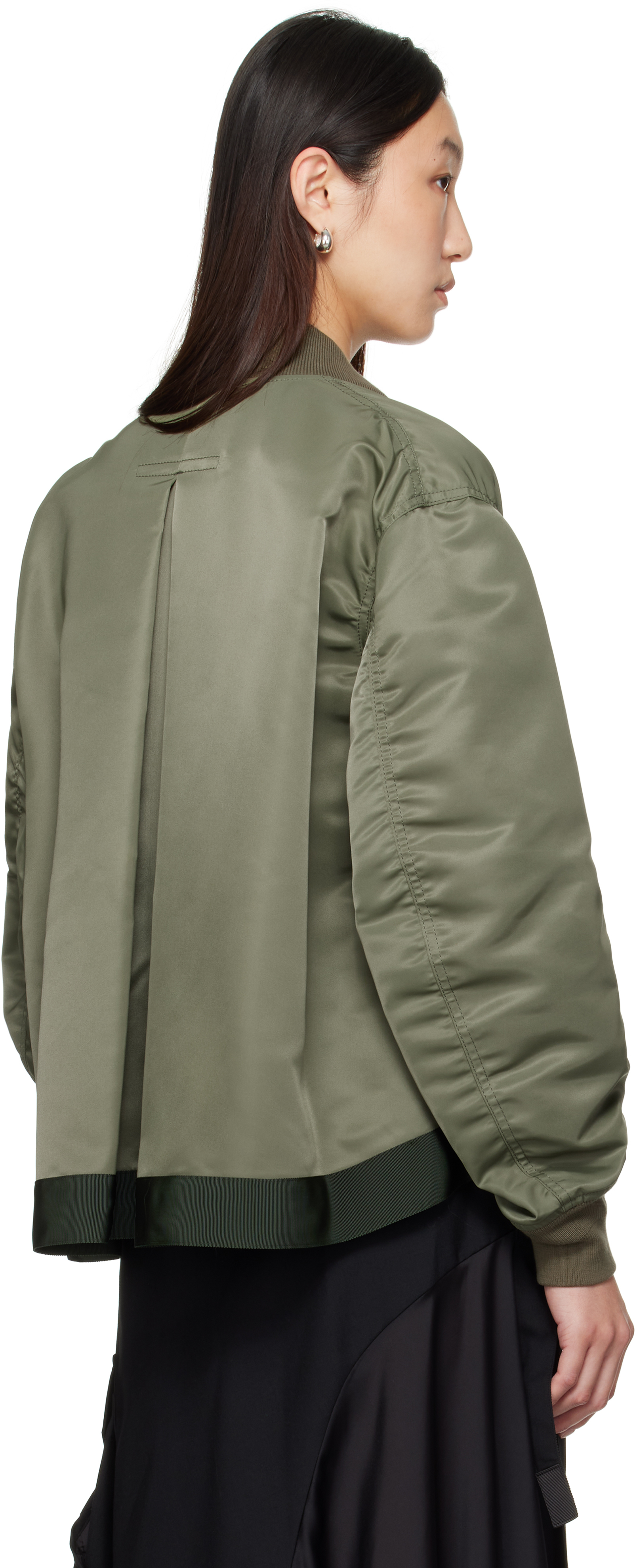 Khaki Nylon Twill Bomber Jacket