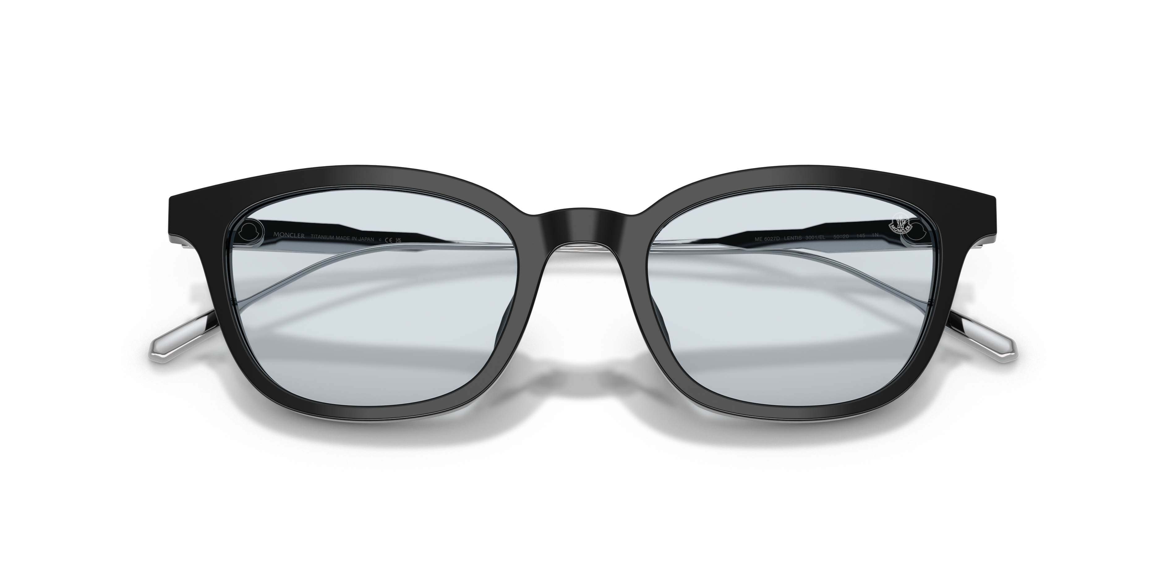 Moncler Unisex Moncler ME6027D LENTIS 3001EL Gafas de sol Acetato Negro Azul claro Pantos Norma