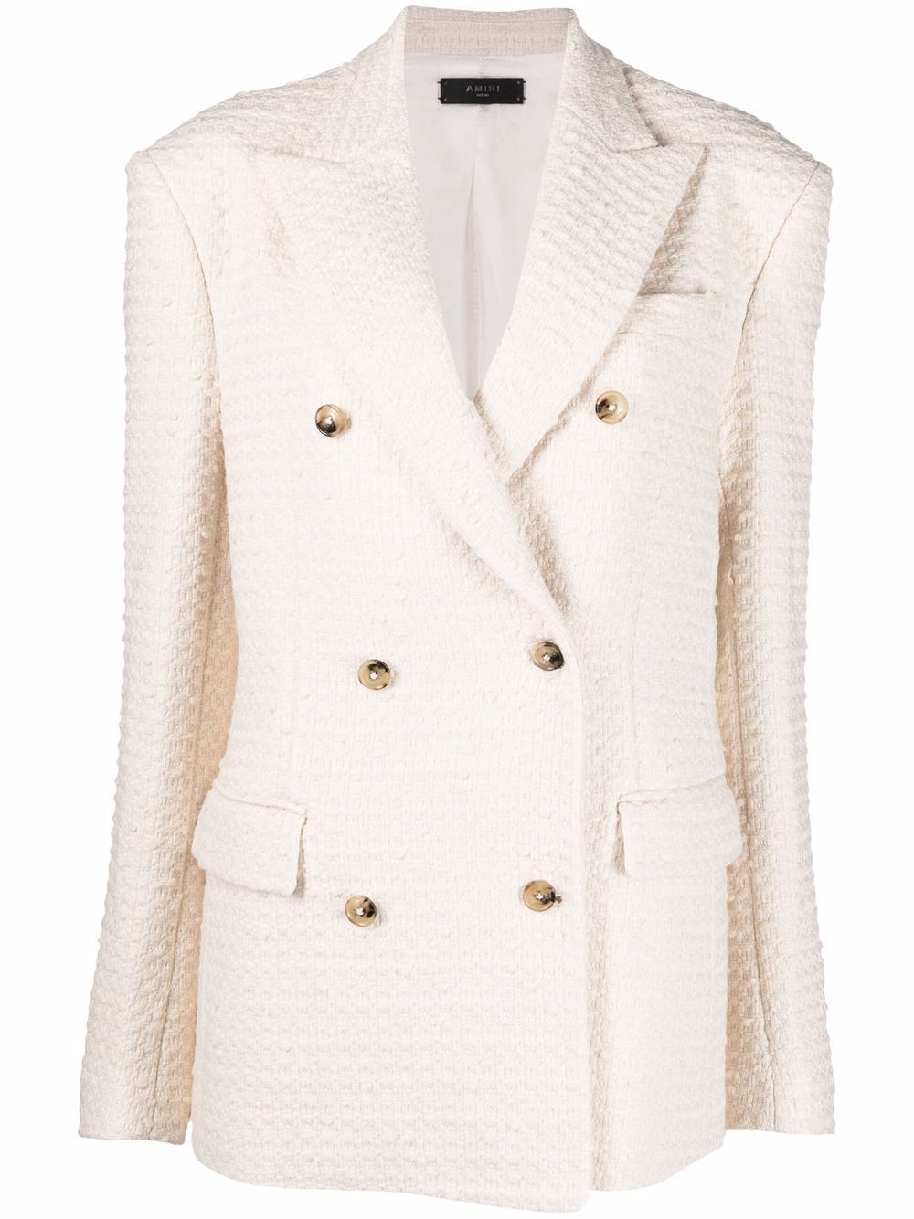 Knitted double-breasted blazer - Neutrals