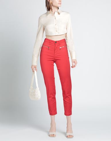 Woman Pants Red Size 26 Cotton, Elastane