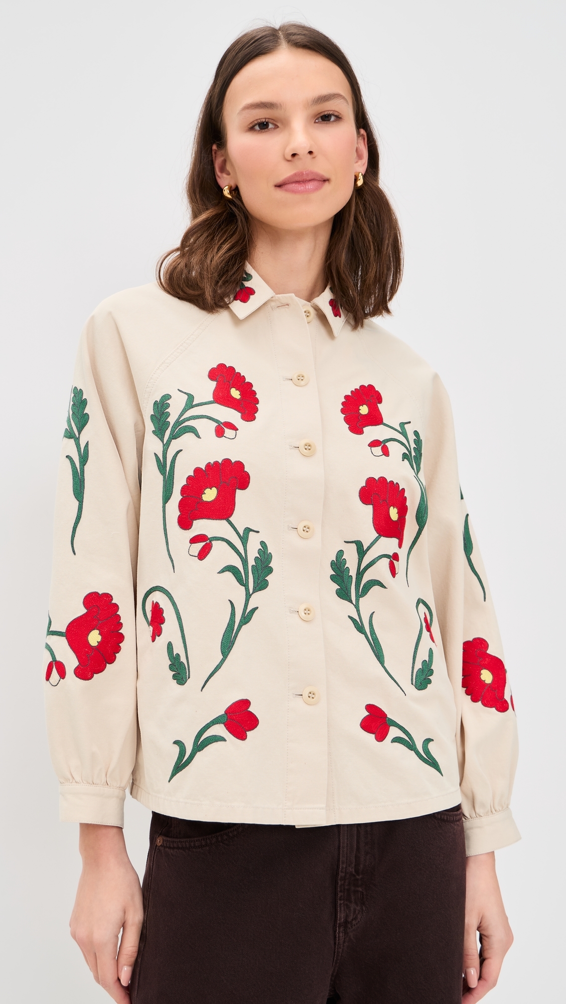 The Western Embroidered Commodore Jacket Cream
