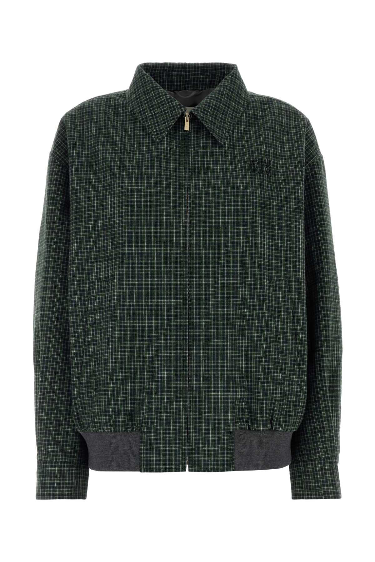 Checked Cotton Jacket — Green