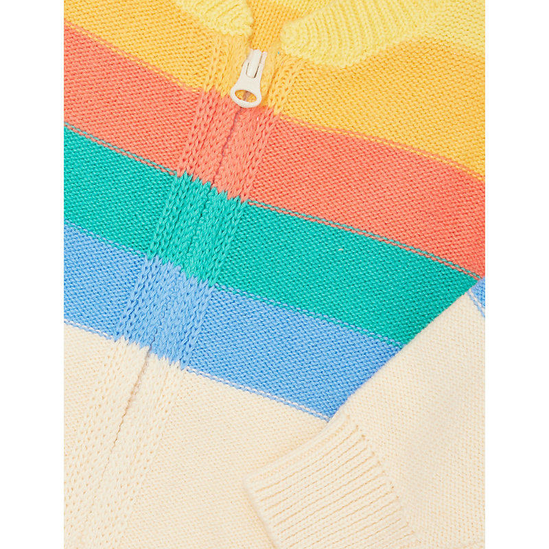 Kids' Barnacle Rainbow-Stripe Knitted Cotton Cardigan