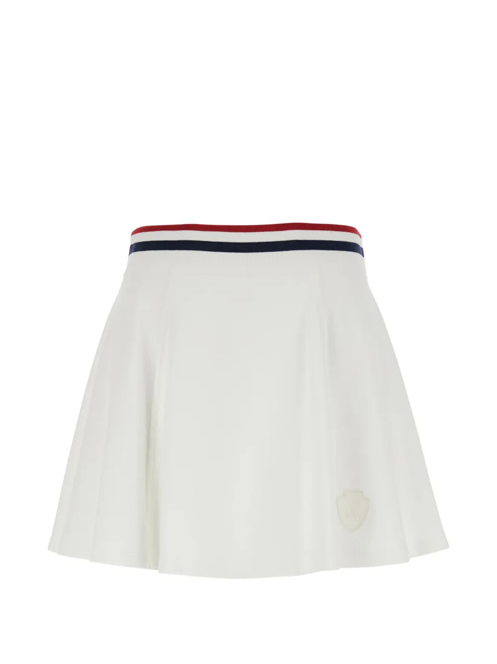Striped-Trim A-Line Skirt — White