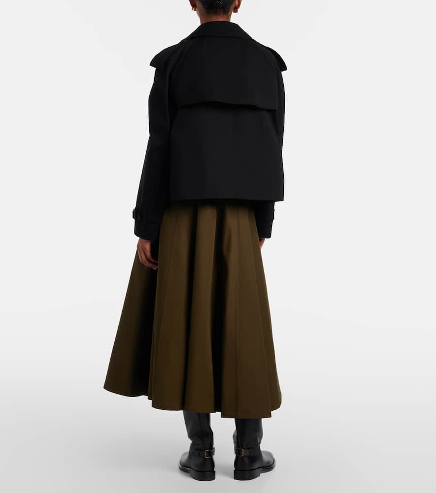 Cotton gabardine midi skirt