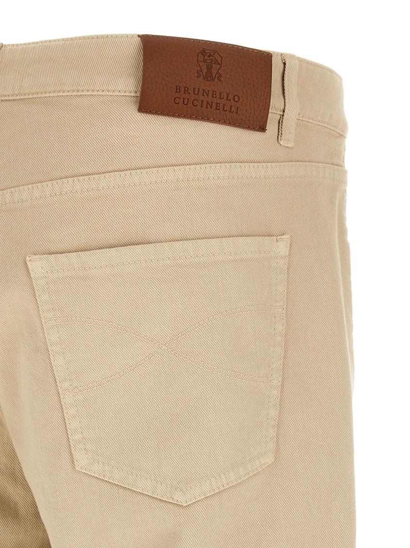 Brunello Cucinelli - tapered denim jeans coat of arms embroidery