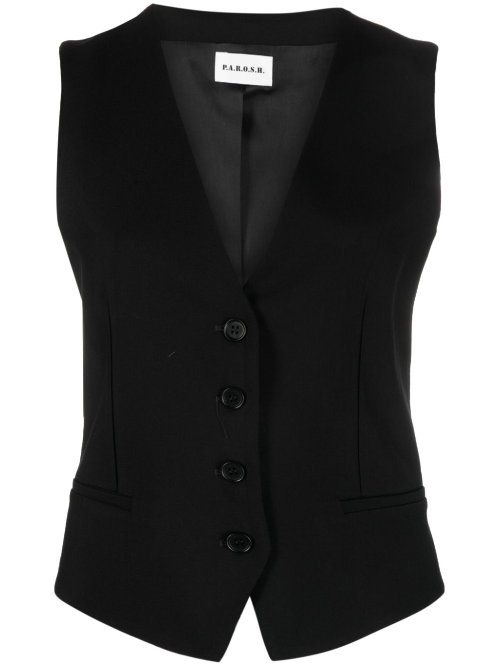 V-neck buttoned waistcoat - Black