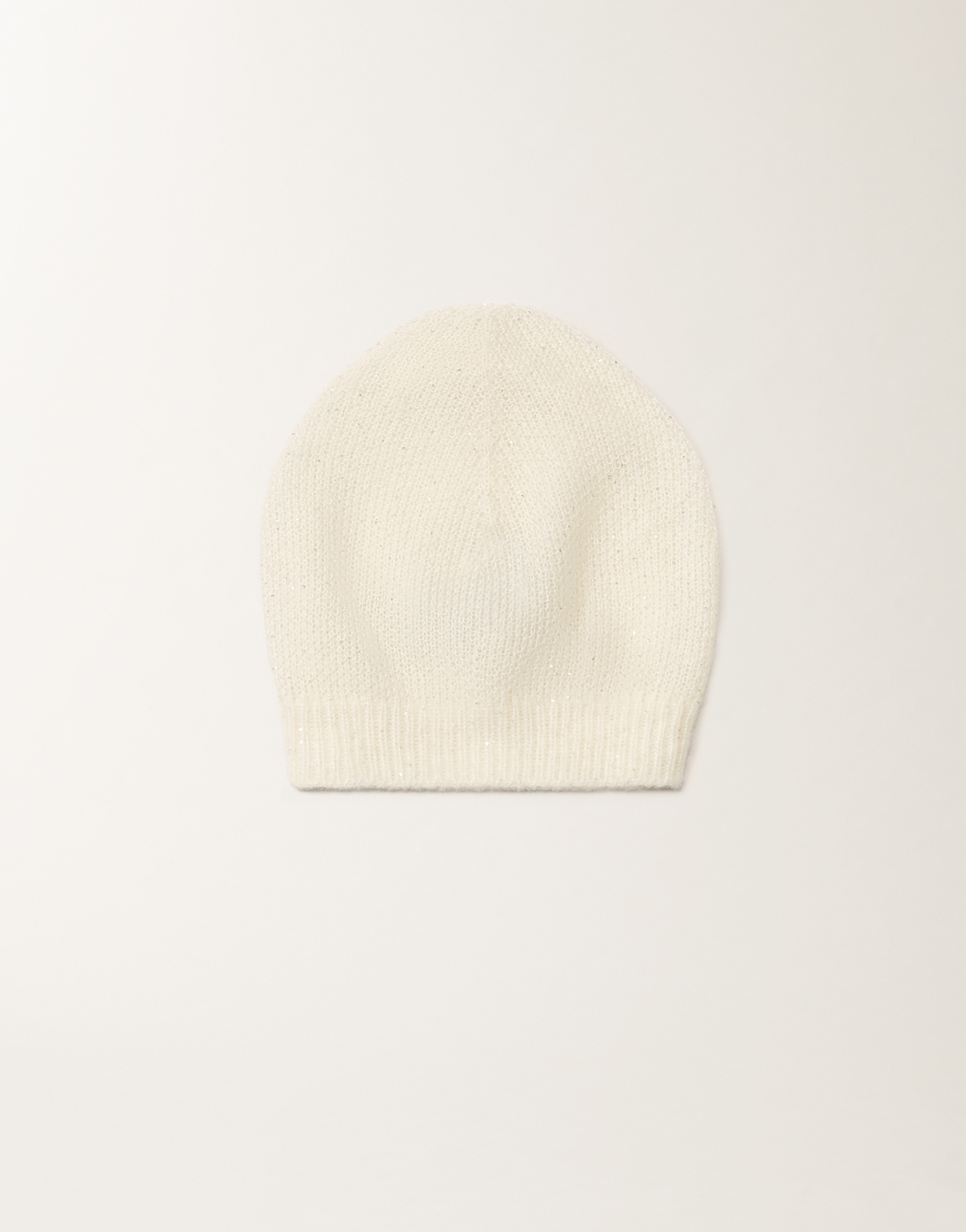 Mohair cap with micro sequins, raffia