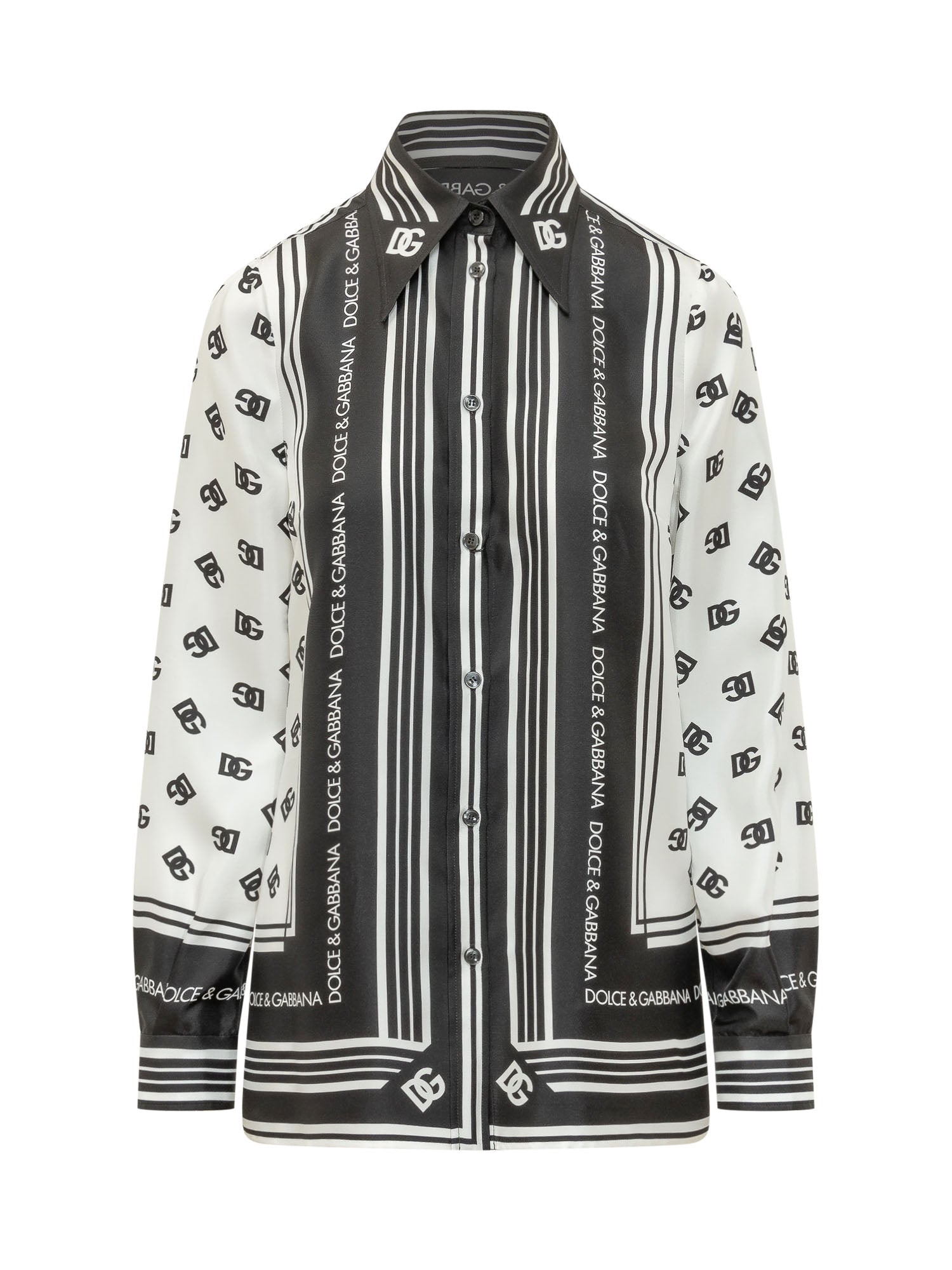Graphic Striped Silk Shirt