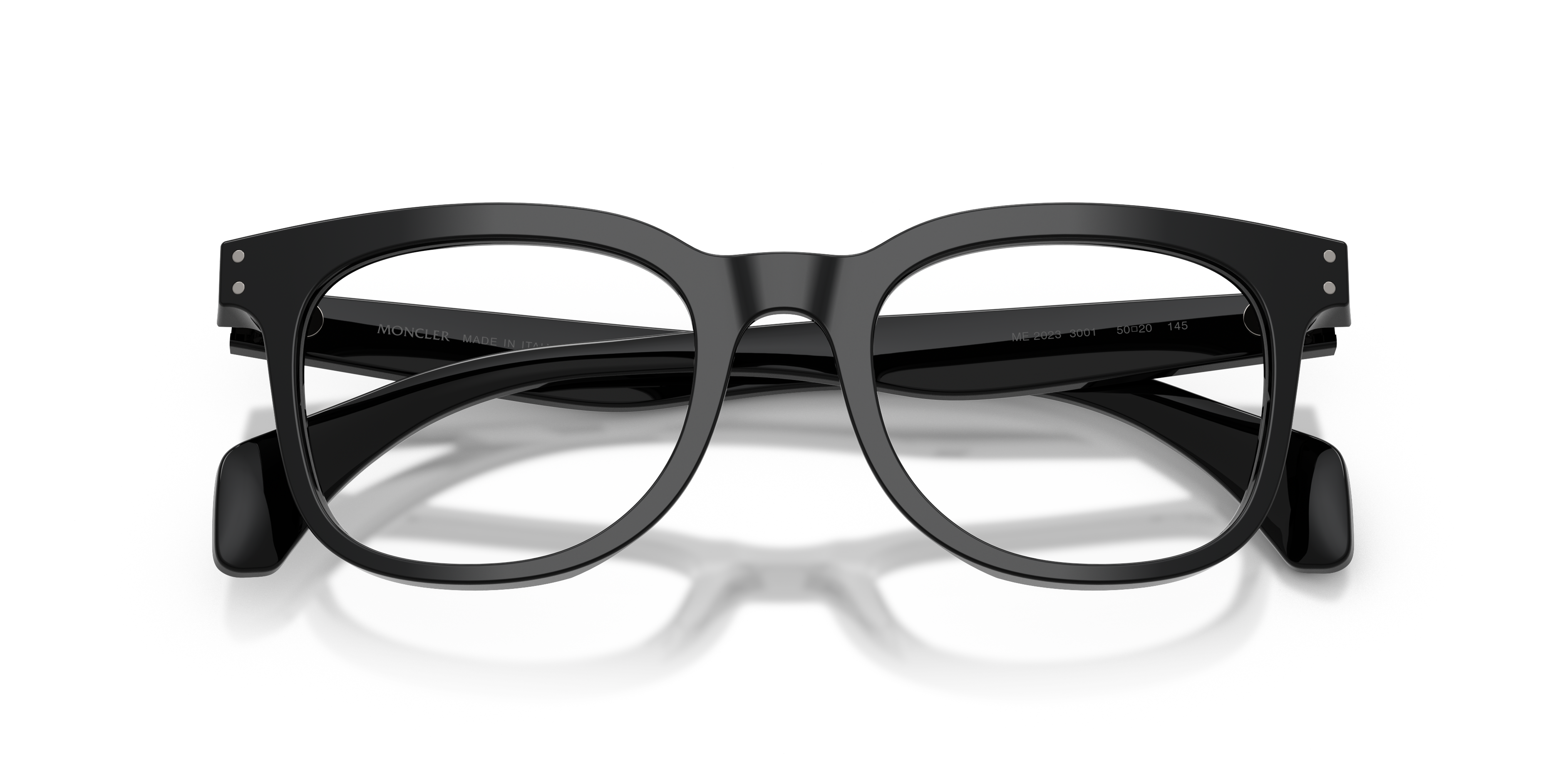 Moncler Unisex Moncler ME2023 3001 Monturas ópticas Acetato Negro Transparente Pantos Norma