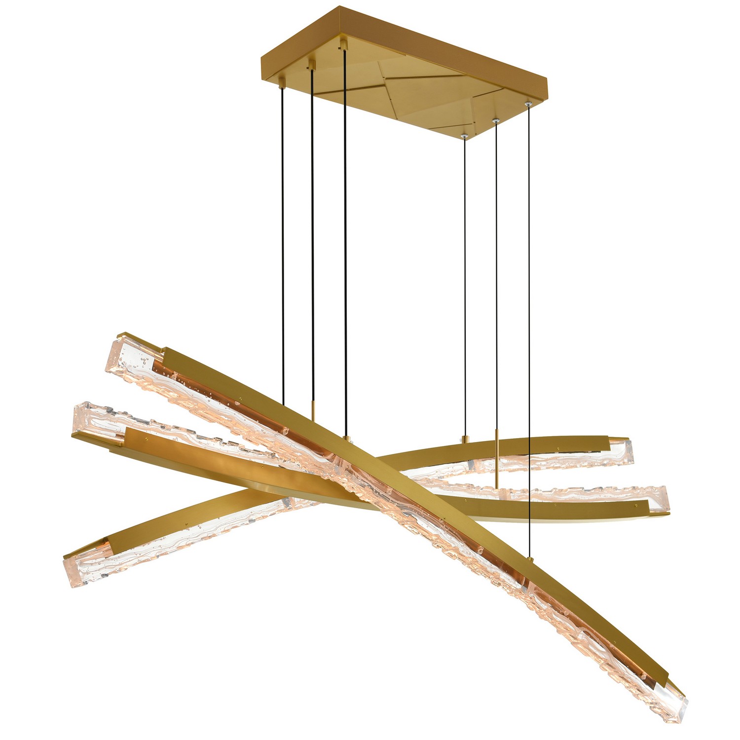 Brass LED Chandelier from the Saber Collection