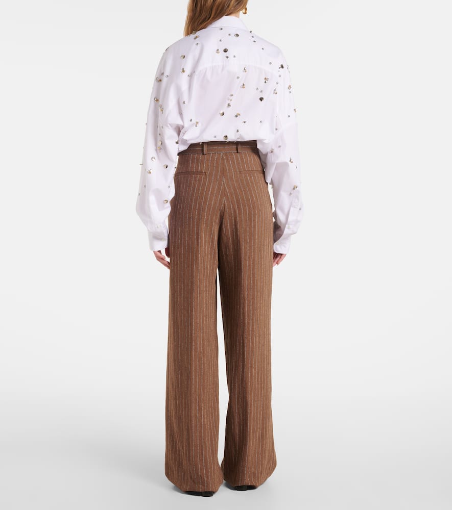 Linen-blend wide-leg pants