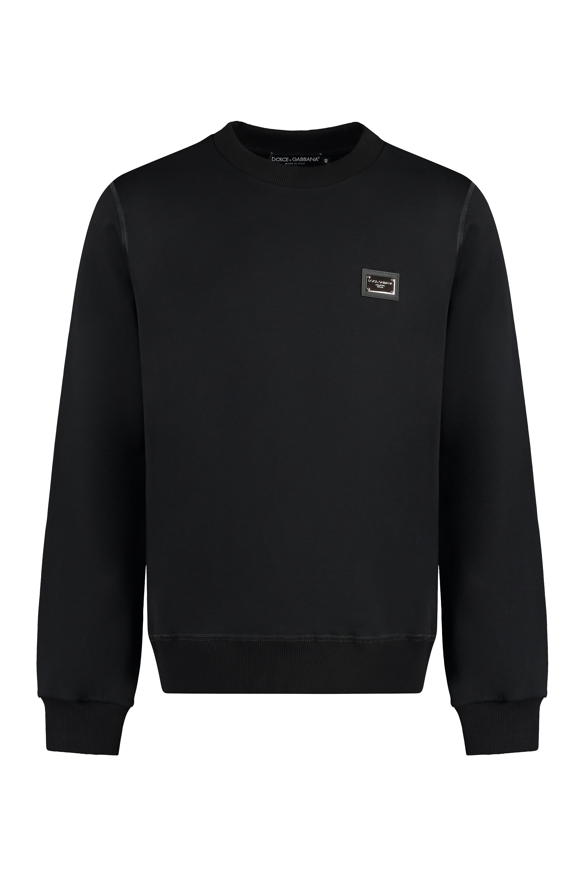 Cotton Crew-Neck Sweatshirt — Black