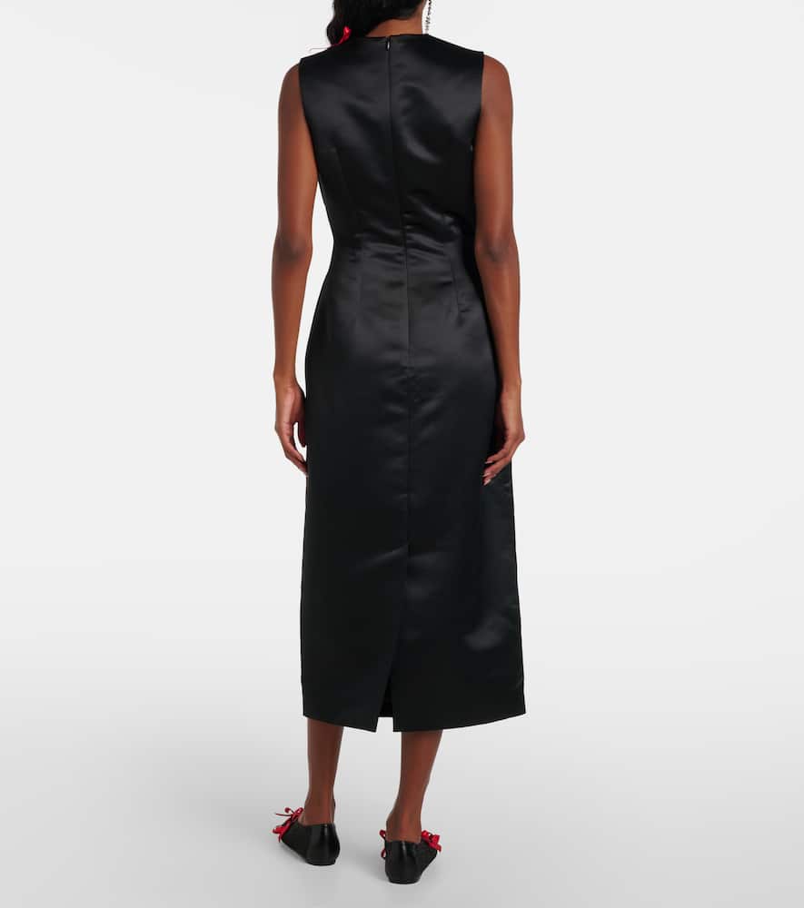 Bow-detail satin midi dress