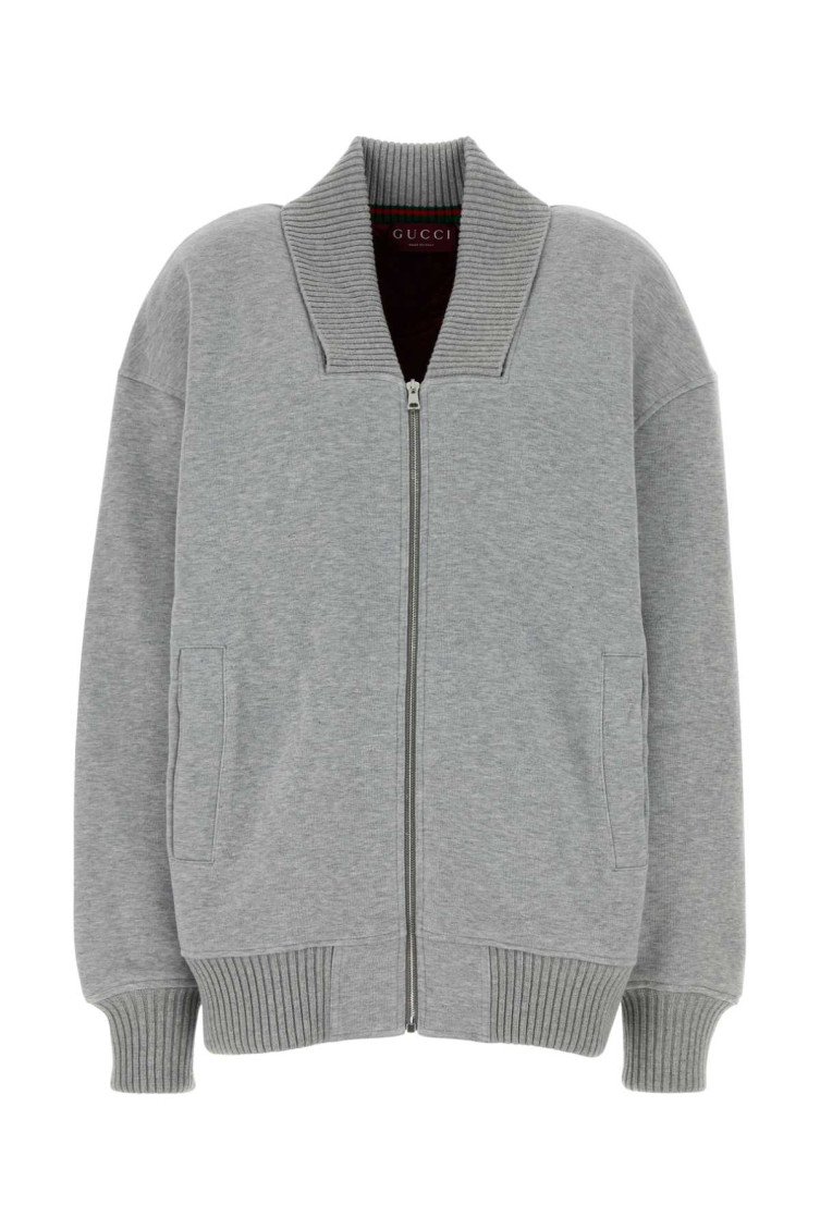 Grey Cotton Blend Bomber Jacket