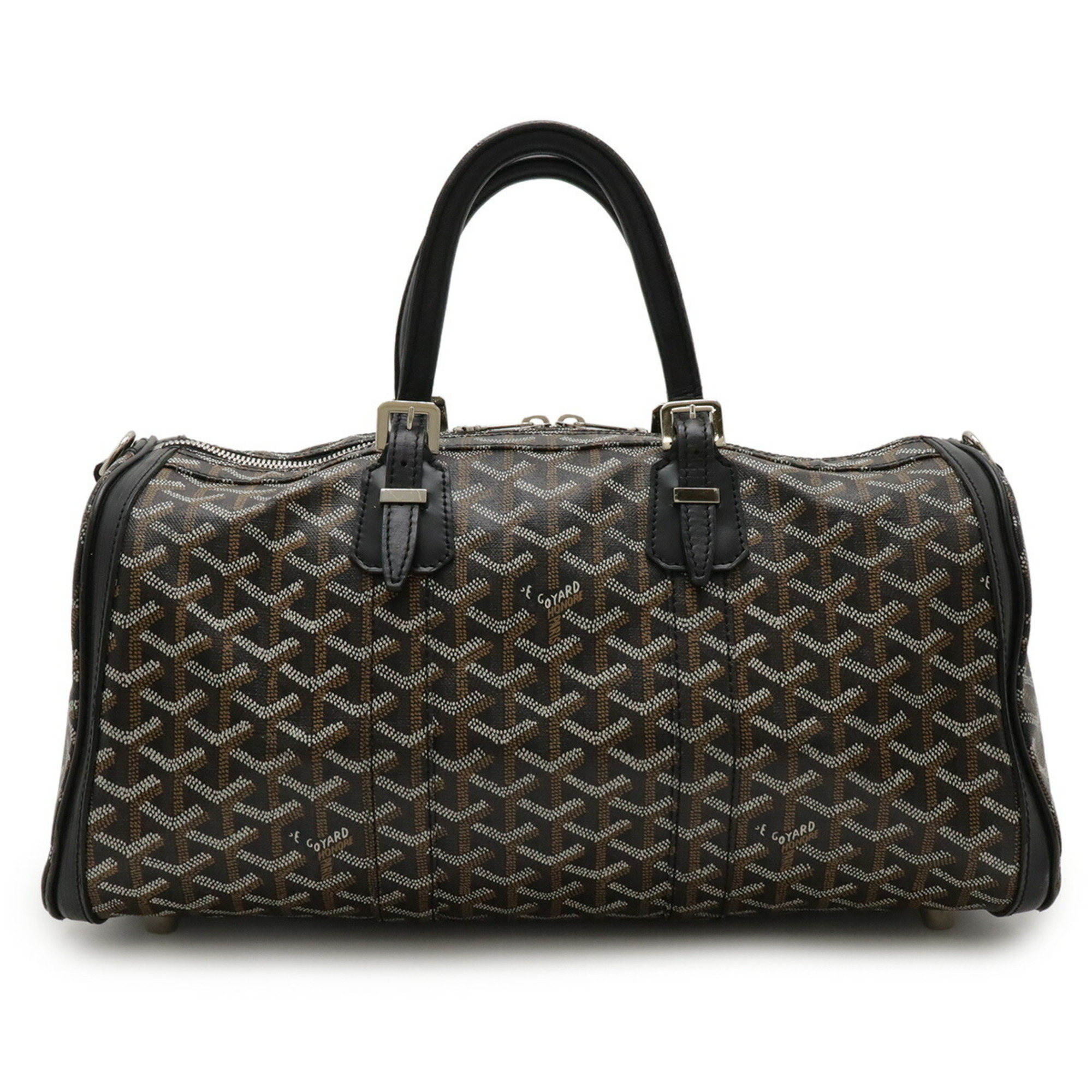 Goyard Black Brown White Coated Canvas Leather Handbag Pre-Owned