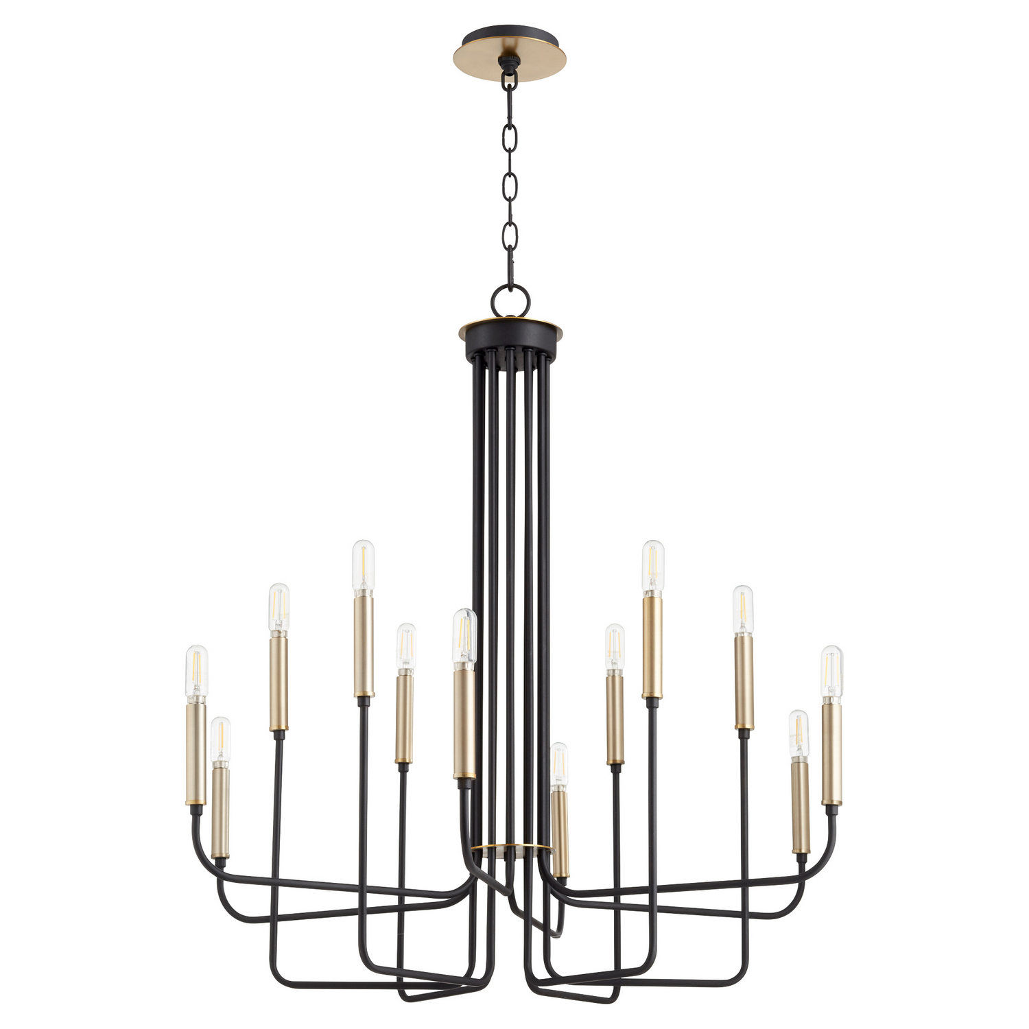 Hope 12-Light Chandelier in Textured Black w with Aged Bra