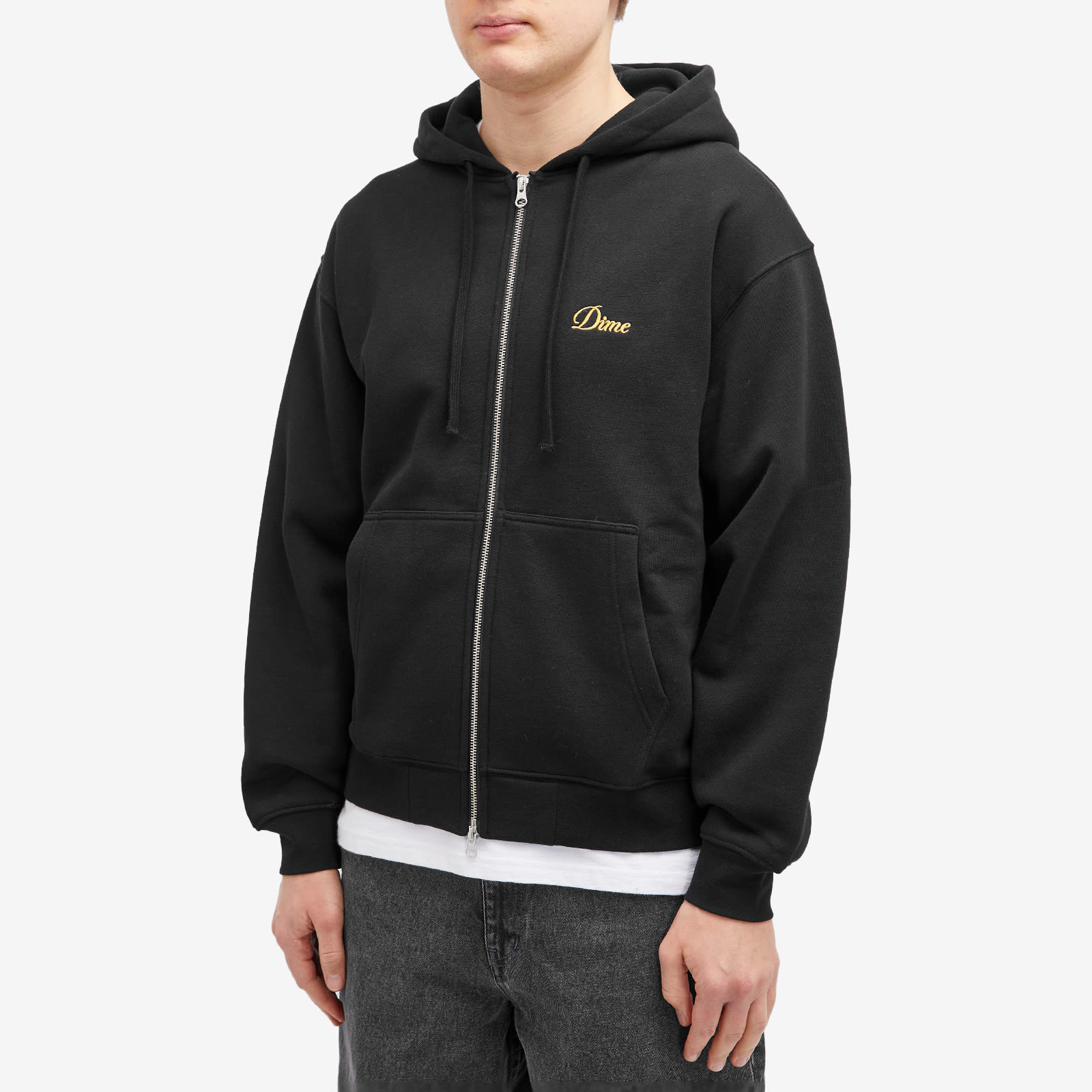 Men's Cursive Small Logo Zip-Hoodie in Black