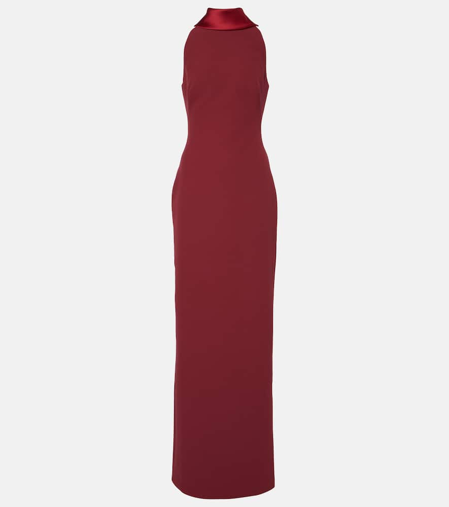 Holliana satin-trimmed crêpe gown