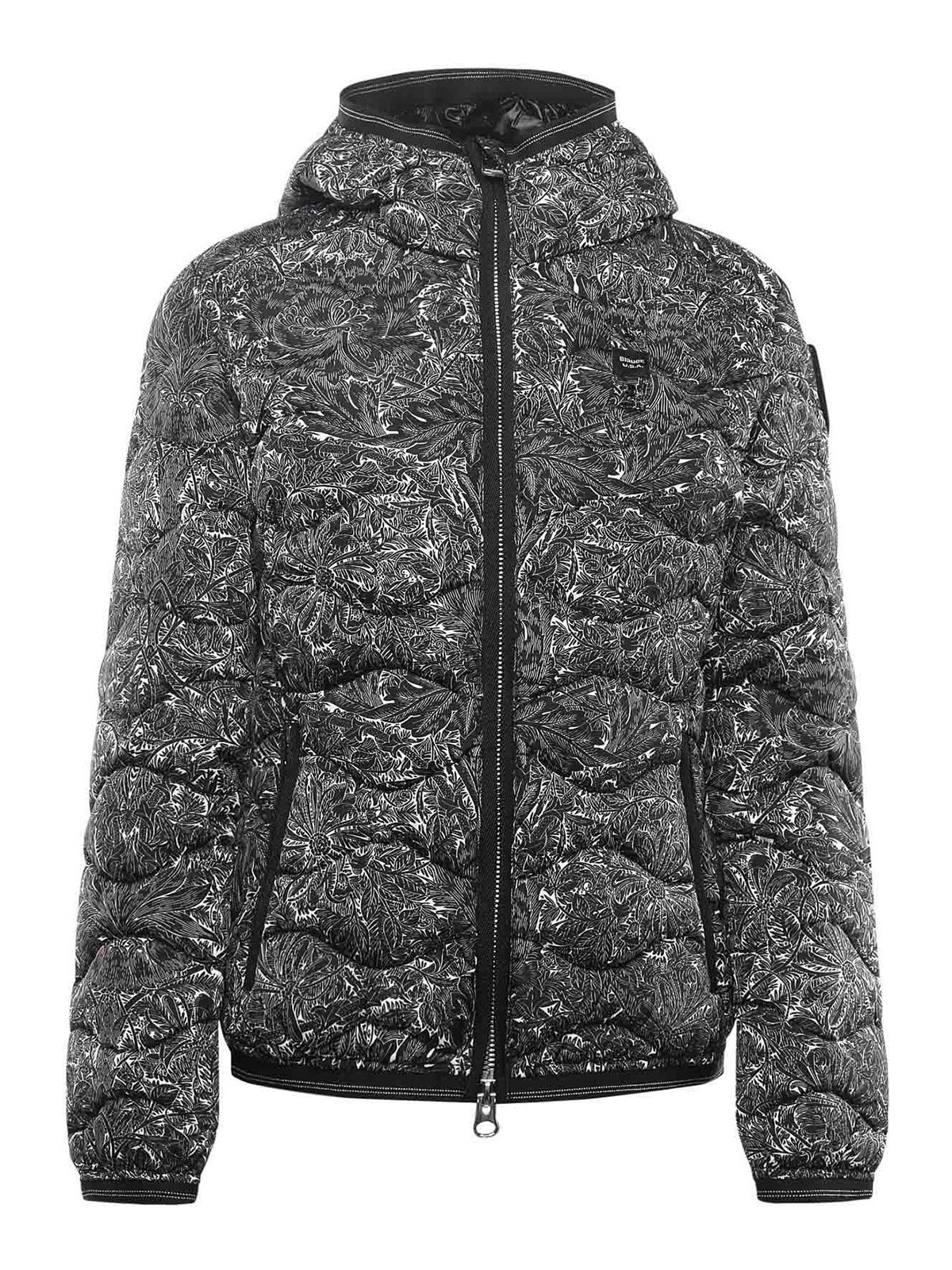 Camellia Wave-Print Down Jacket