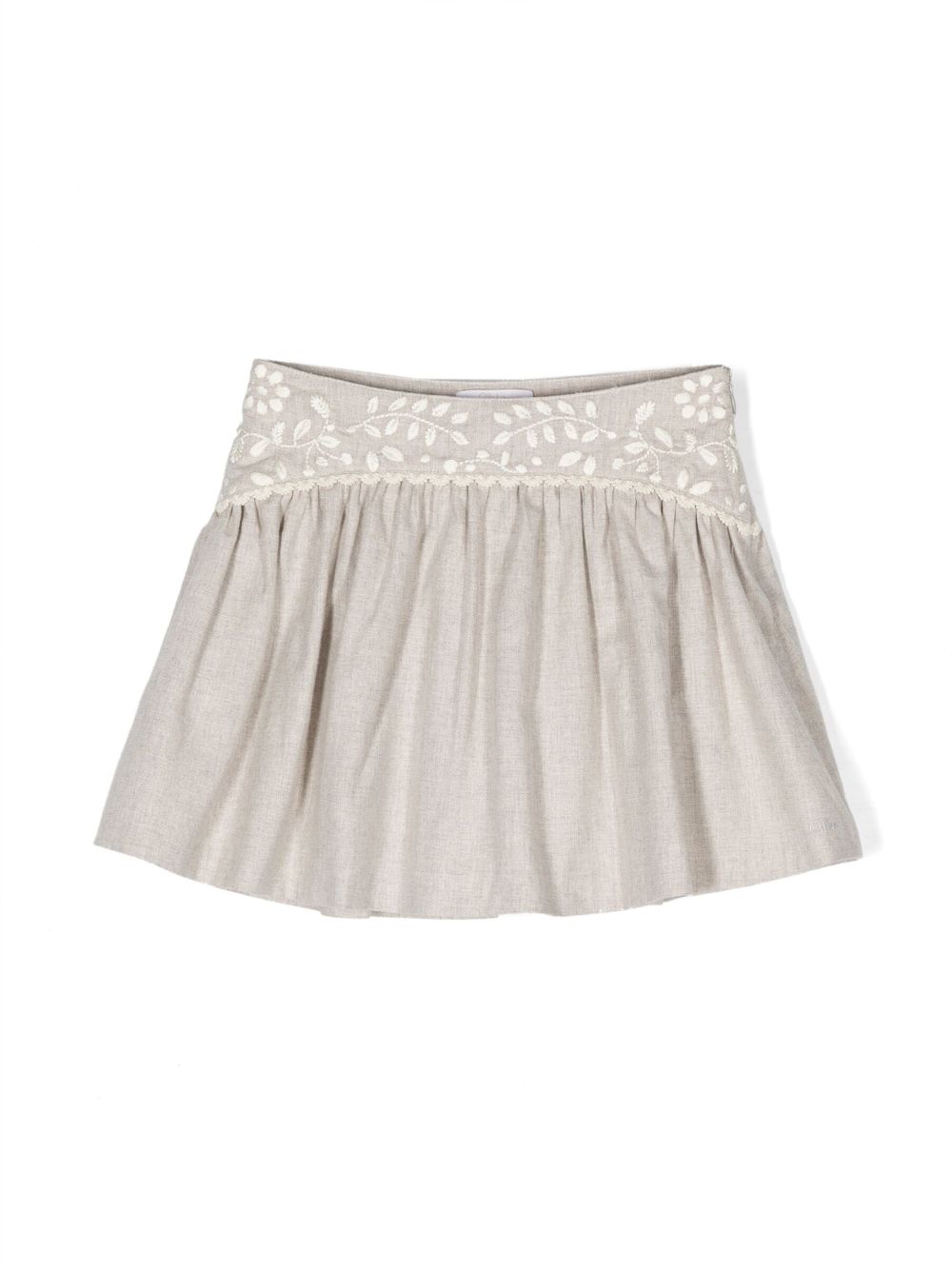 Embroidered cotton skirt - Neutrals