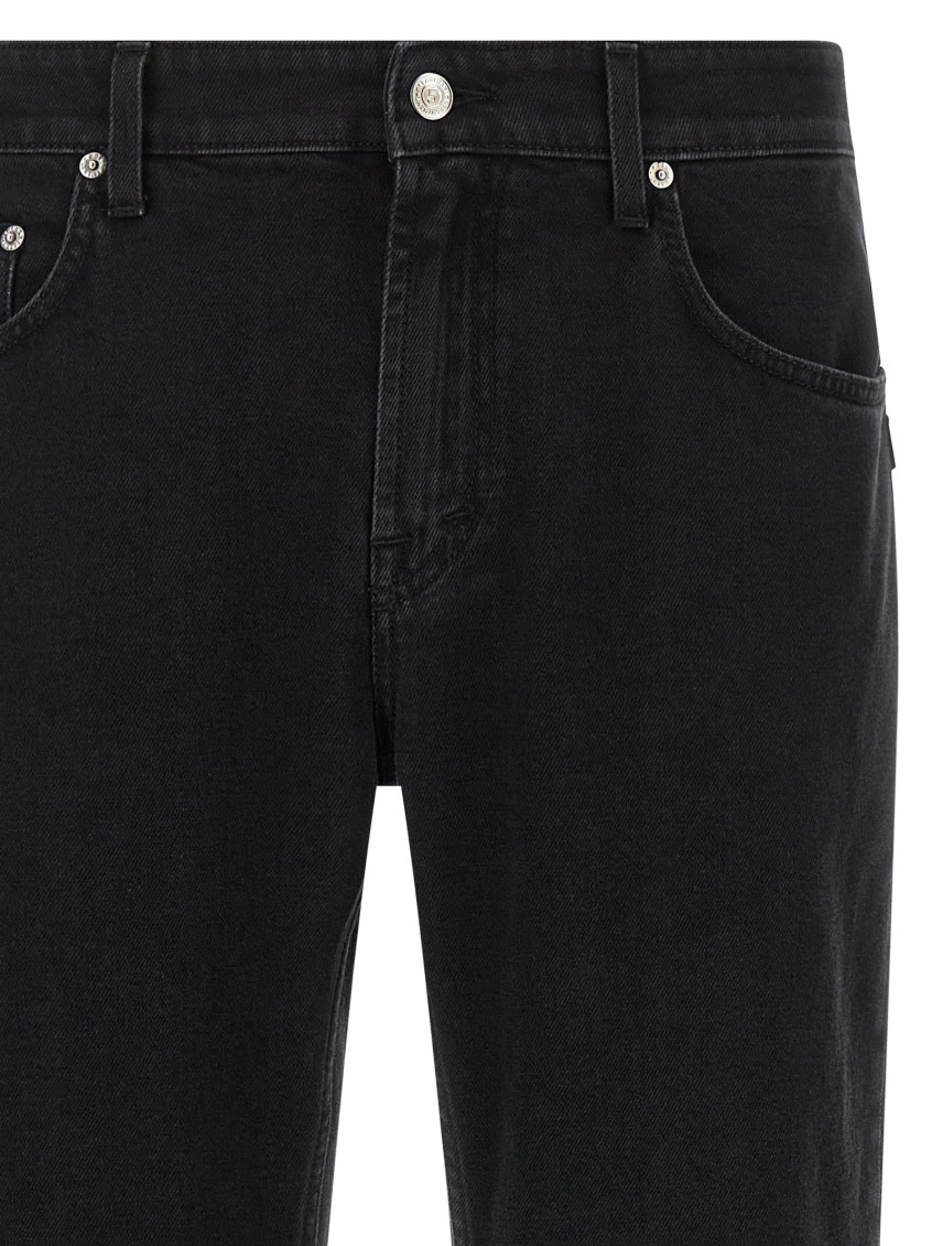Black Straight Mid Rise Jeans