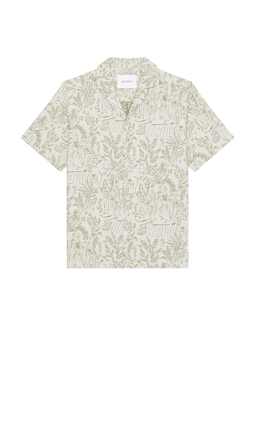 Les Deux Lesley Dancing Jacquard Shirt in Green. -  XL/1X also in