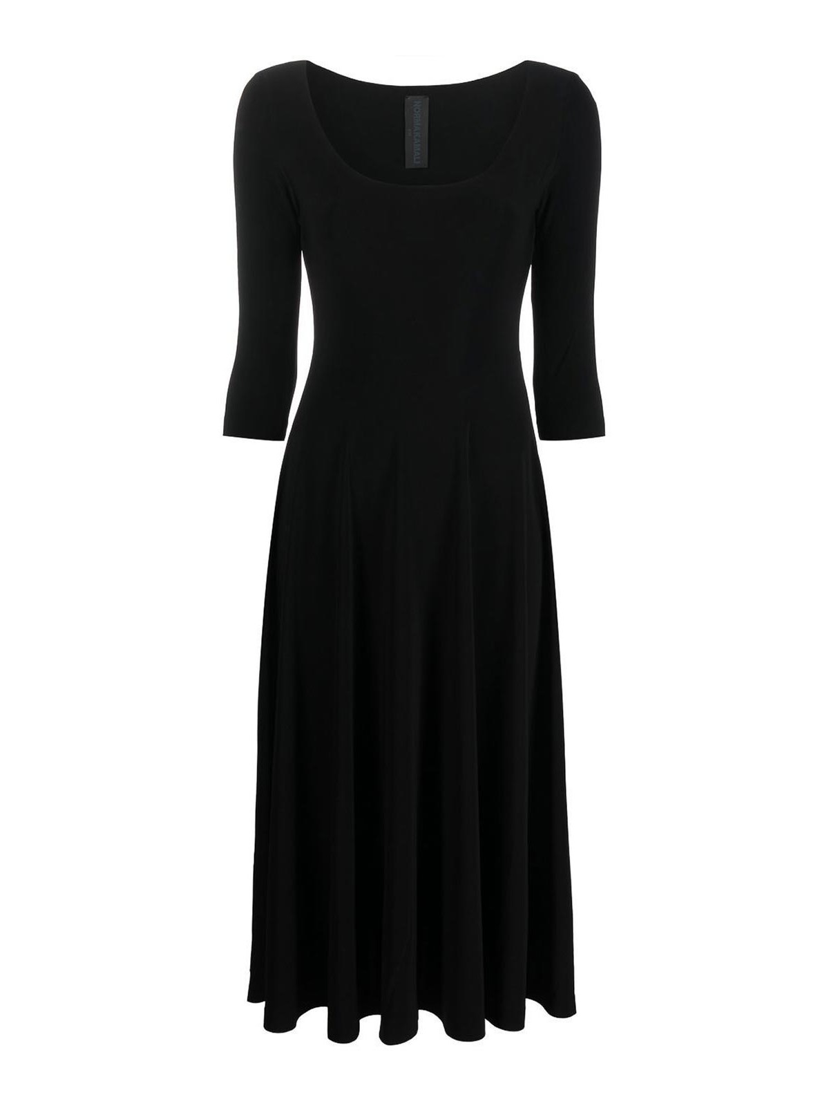 U-neck skater midi dress - Black