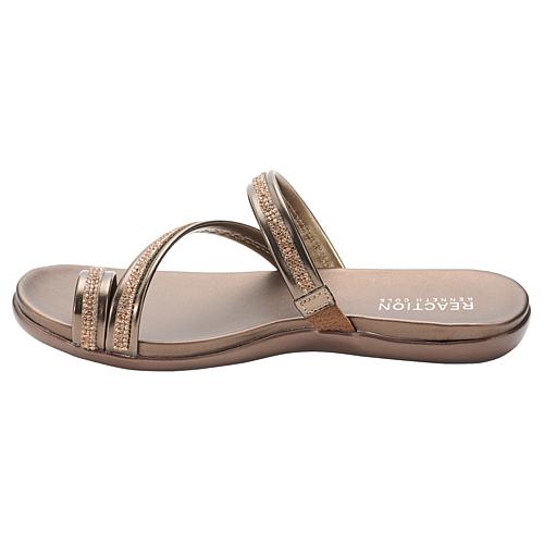 Reaction Gia Rhinestone-Embellished Slip-On Sandal - Tan