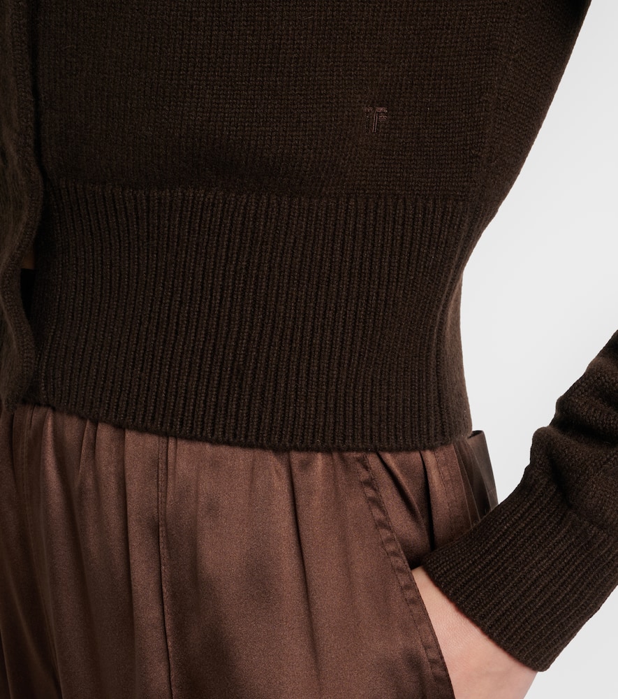 Off-shoulder cashmere cardigan