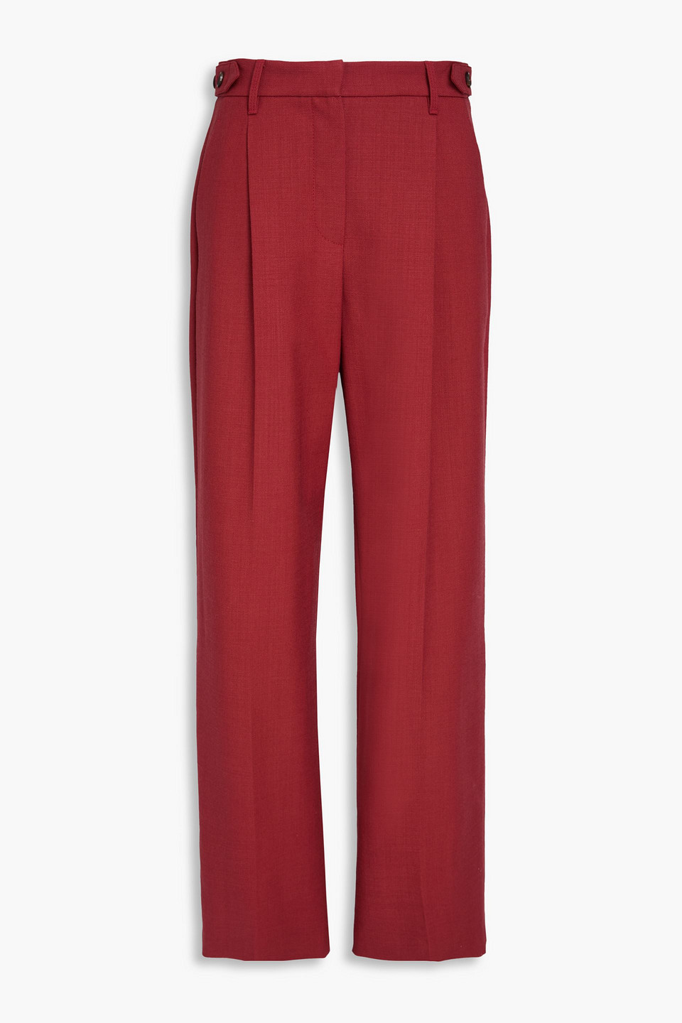 Pleated wool-twill straight-leg pants - Burgundy - IT 38