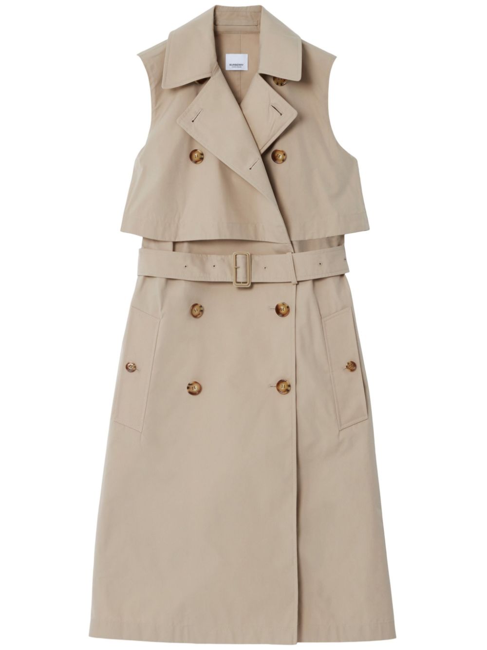 Layered sleeveless trench coat dress - Neutrals