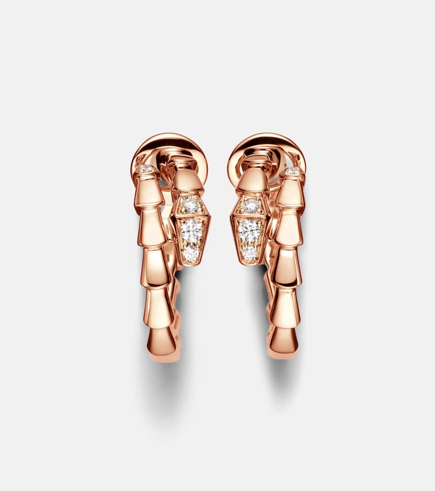 Bvlgari Serpenti Viper 18kt rose gold hoop earrings with diamonds