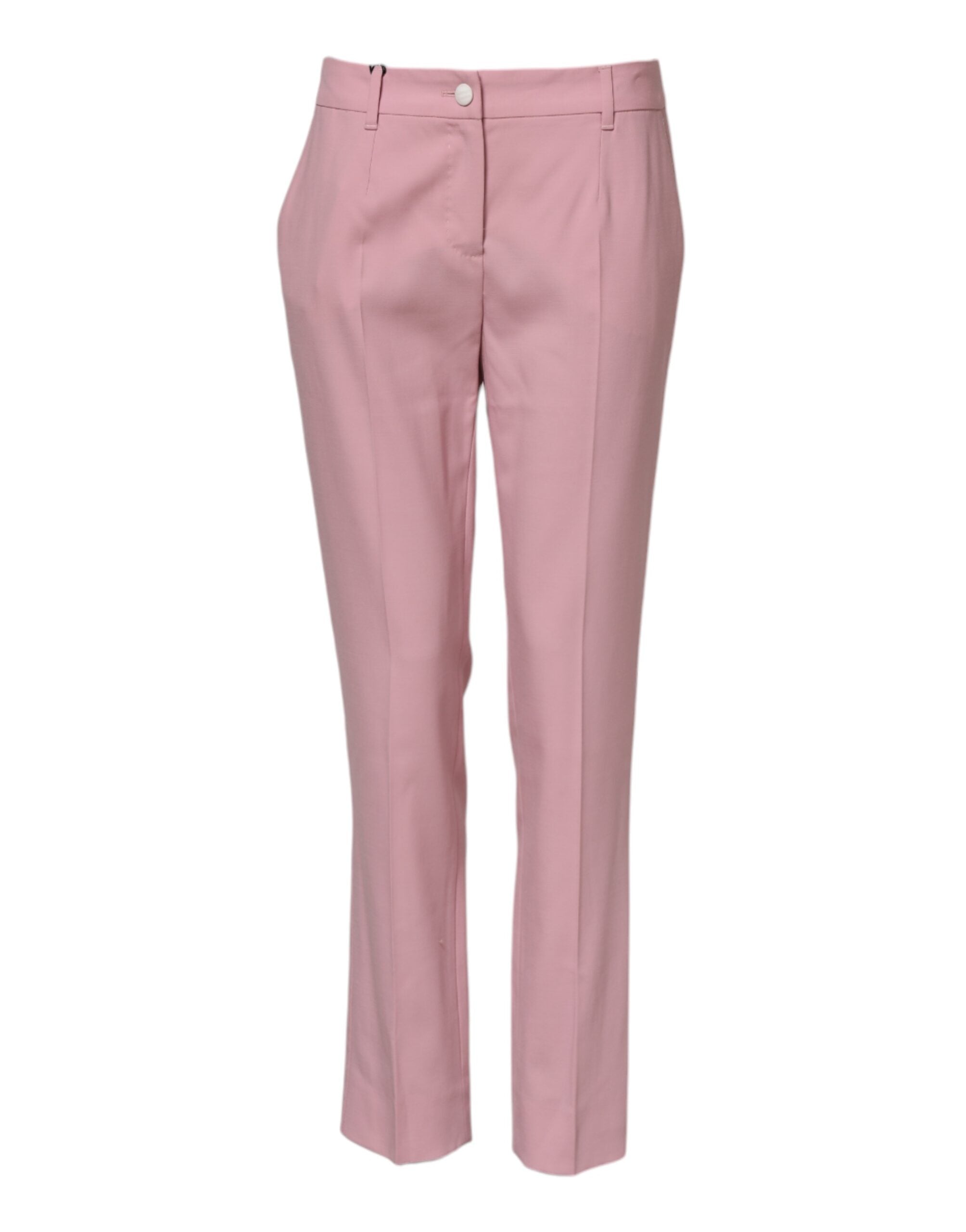 Virgin Wool Tapered Trousers — Pink