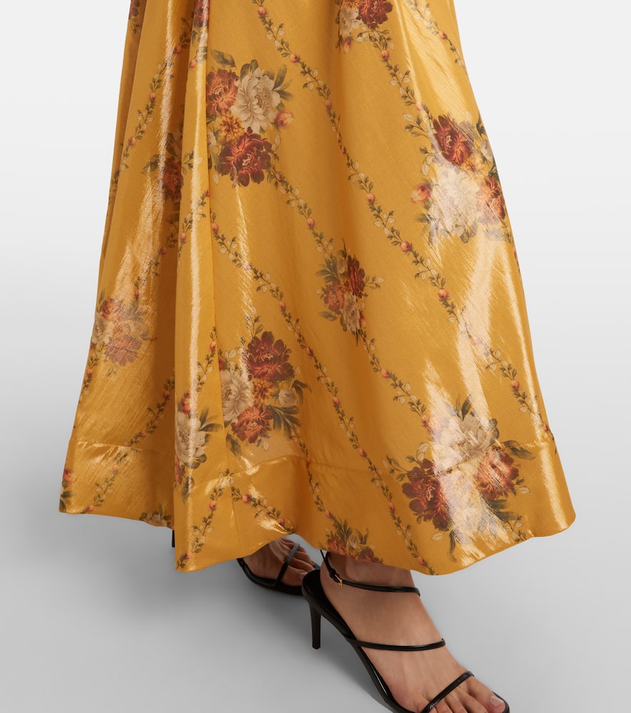 Delta floral cotton-blend maxi skirt