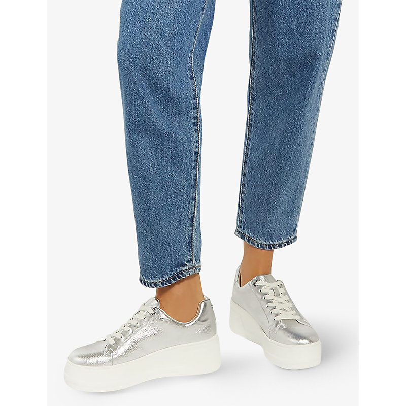 Womens Silver-leather Episode Logo-embellished Metallic-leather Low-top Trainers
