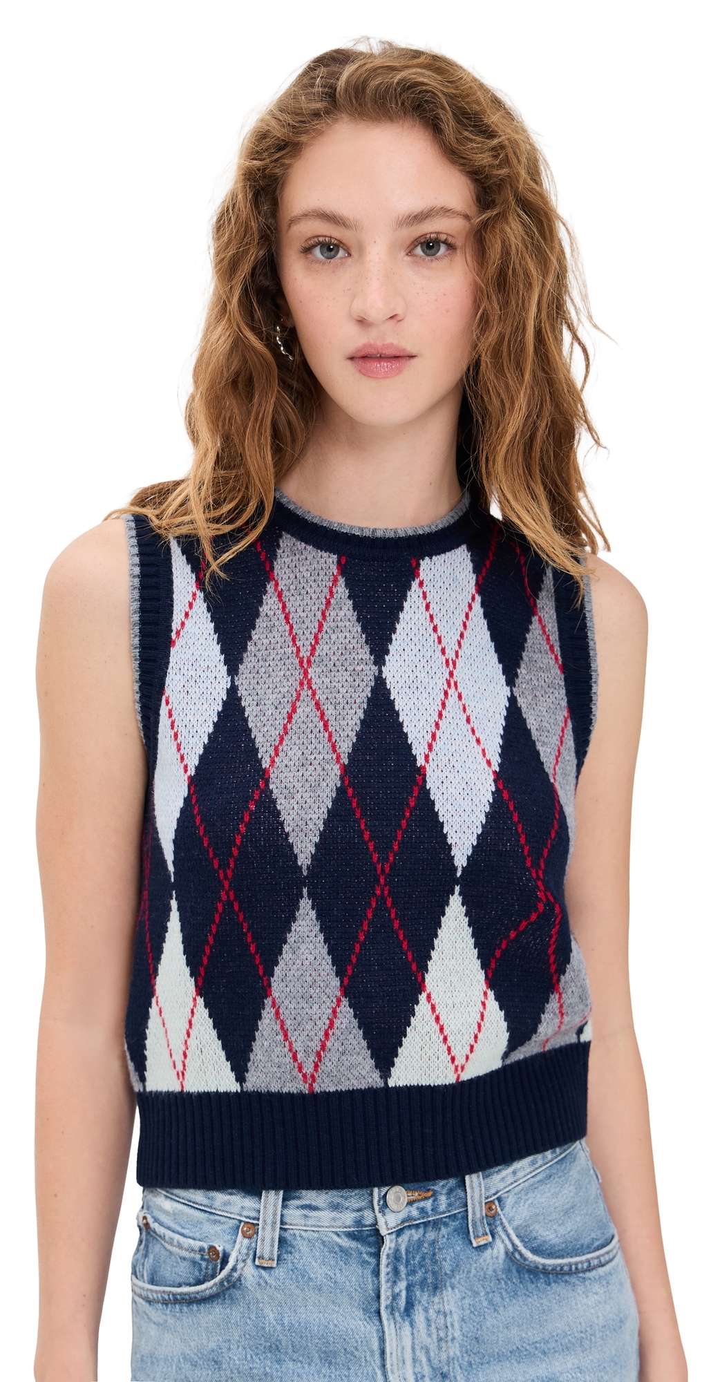 Argyle Sweater Vest Ivory