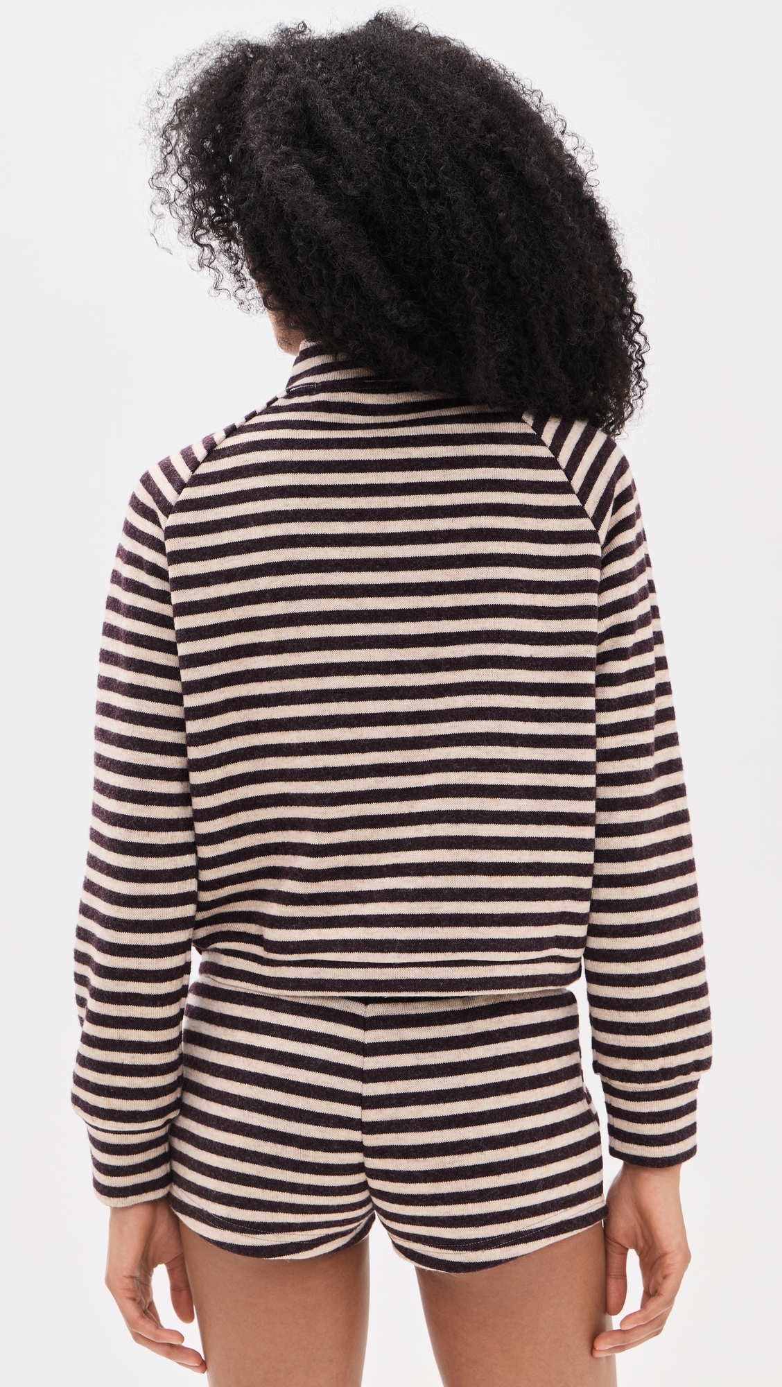 Bloom Knit Jacket Beige Chocolate Stripe