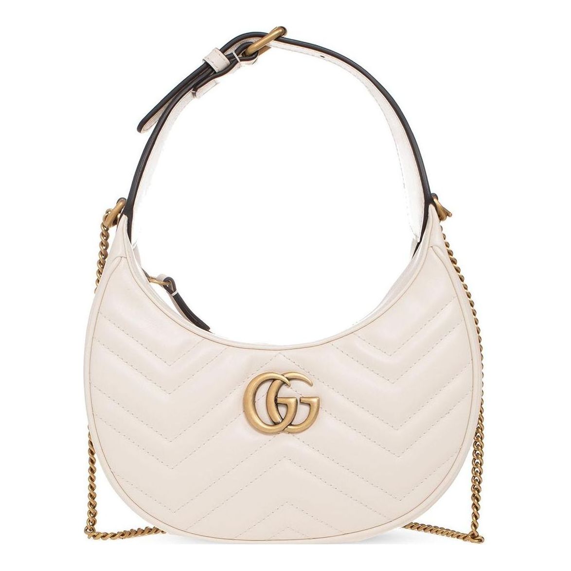 (WMNS) GG Marmont Half-Moon-Shaped Mini Bag 'Mystic White'