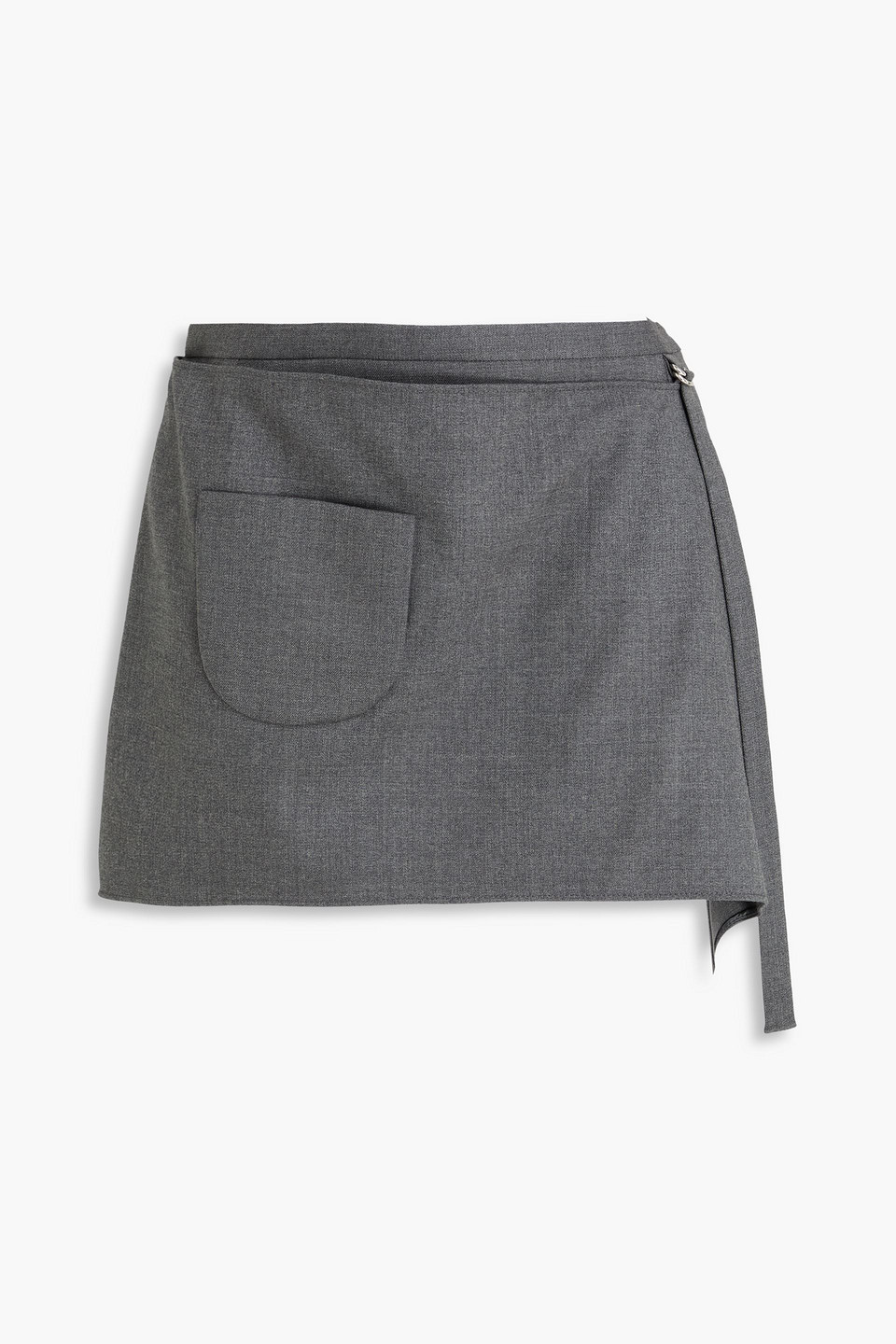 Wrap-effect wool-blend tweed mini skirt - Gray - FR 40