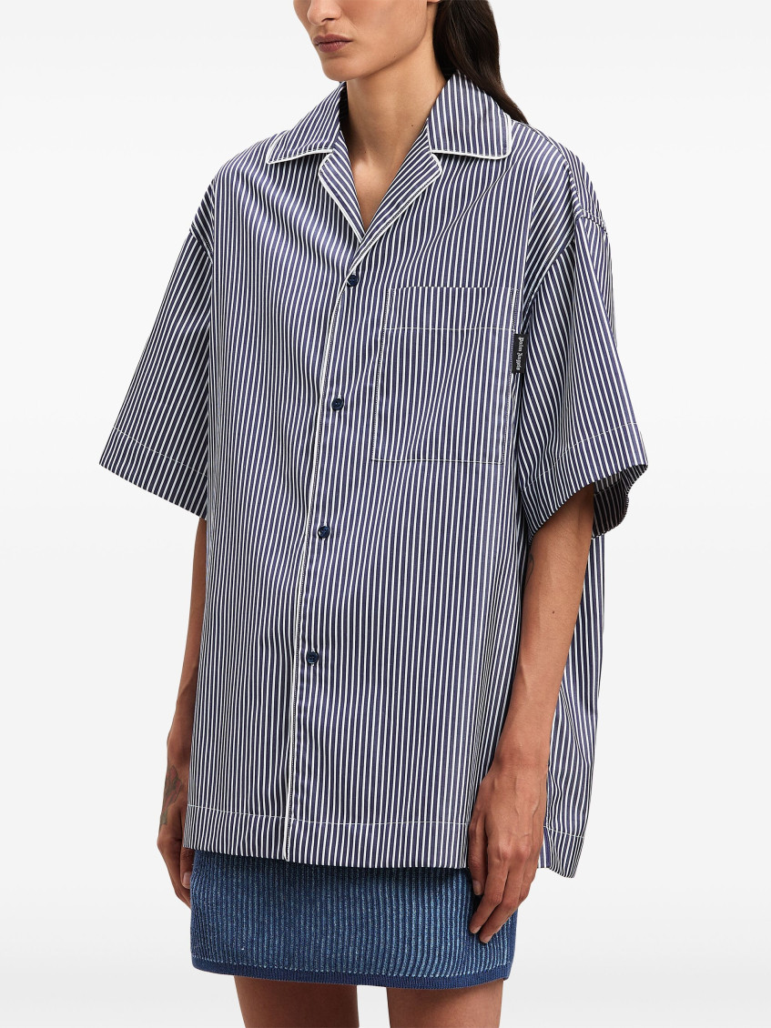 Logo-print striped shirt - Blue