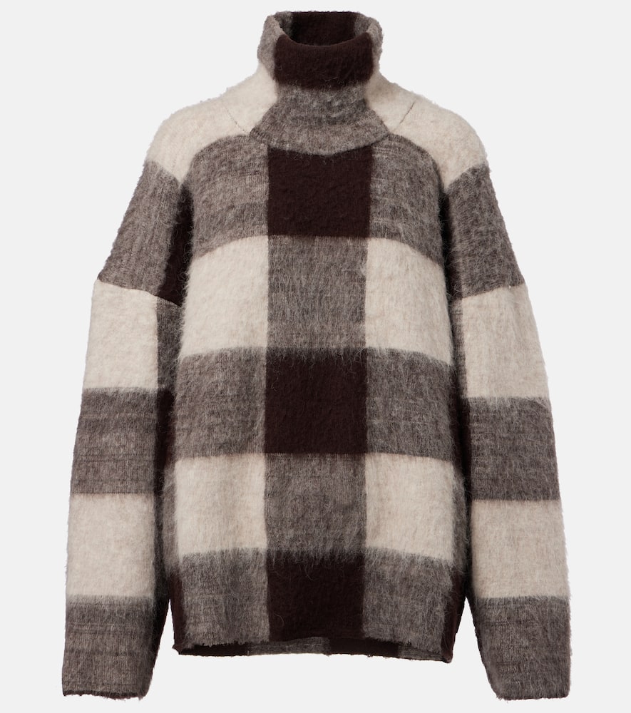 Kai checked alpaca-blend turtleneck sweater