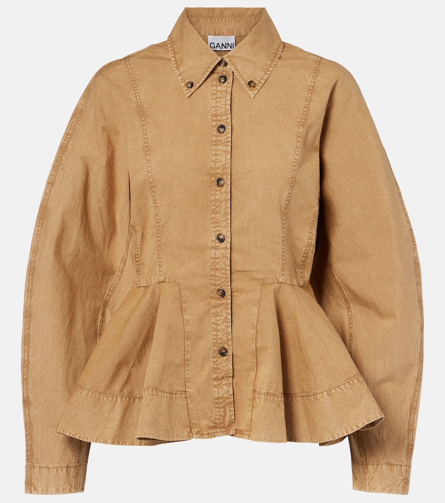 Peplum cotton-blend shirt