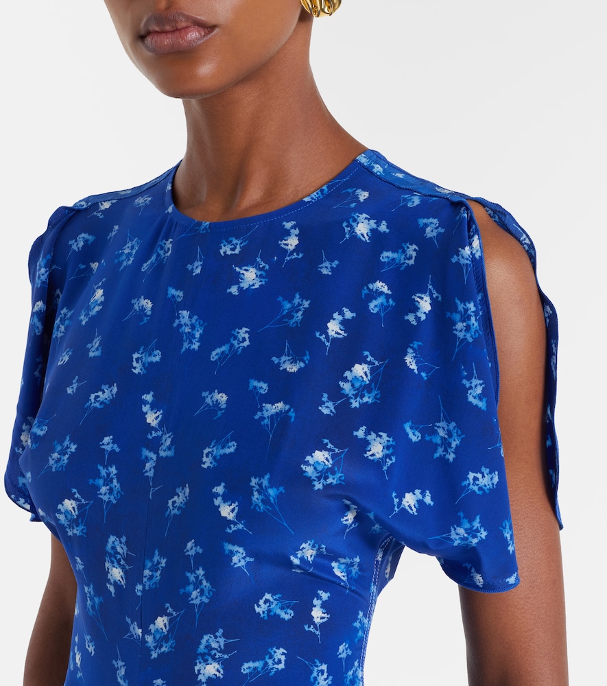 Bela floral gathered silk midi dress