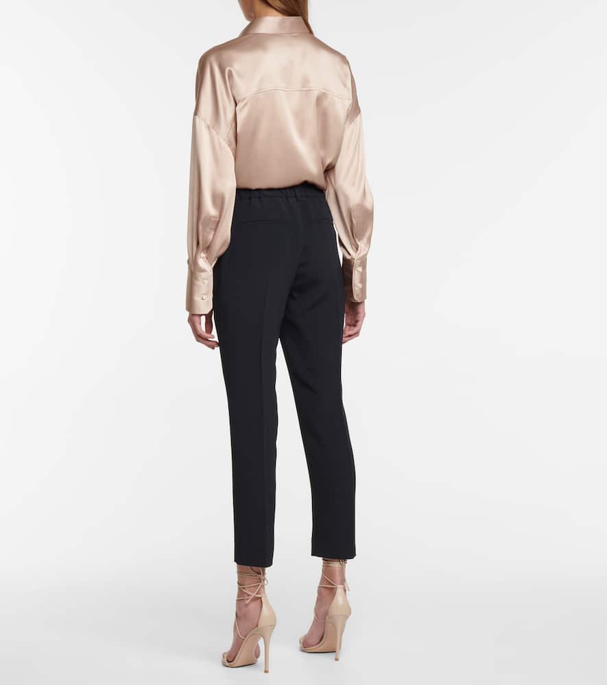 High-rise silk-blend pants
