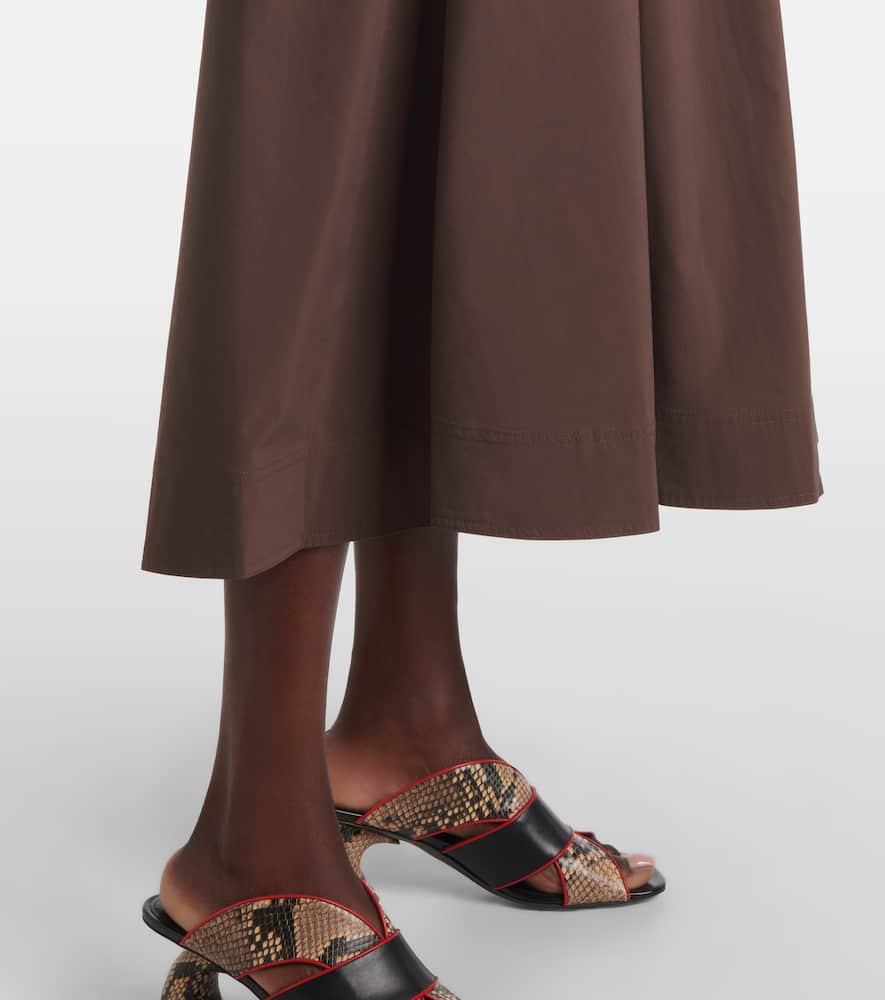 Pintuck cotton-blend midi dress